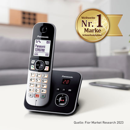 Panasonic KX-TG6864GB juhtmeta telefon 4 telefonitoruga ja automaatvastajaga (blokeerib kuni 1000 telefoninumbrit, selge kirjasuurus, valju telefonitoru, täisdupleks handsfree) must-hõbedane