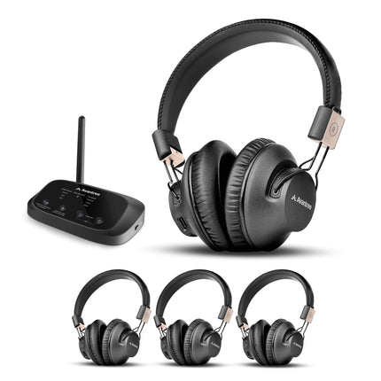 Avantree Quartet 2 – [uuendatud 2025. aastal] Bluetooth-ühilduv juhtmevaba grupikuulamissüsteem kõrvaklappide ja saatjaga pidudeks, vaikseteks diskodeks, teleri vaatamiseks – Mitmed kõrvaklapid madala latentsusega ja selge heliga