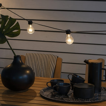 Konstsmide LED õlleaia kett, läbipaistev, 10 läbipaistvat pirni / 80 merevaigukollast dioodi, 24V väline trafo, must kaabel - 2378-800, merevaigukollane