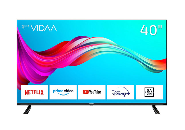 DYON Smart 40 VX-2-40-tolline (100 cm) Full HD nutiteler HD kolmekordse tuuneriga (DVB-C/-S2/-T2), App Store, Prime Video, Netflix, YouTube, DAZN, Disney+ ja hotellirežiim