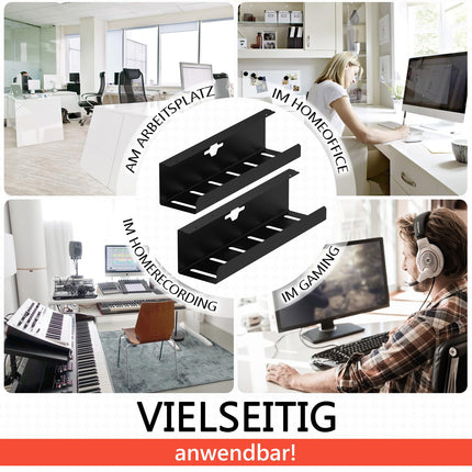 iVengo® XL kaablikanali laud TÜV-testitud [2x50cm] ideaalse kaablihalduslaua jaoks - avar kaabli marsruutimislaud [2 tk komplekt] - vastupidav ja nutikas kaablikanali laud - must