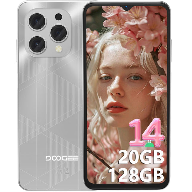 DOOGEE N55 Plus (20GB+128GB) Android 14 nutitelefon ilma lepinguta, 90Hz mobiiltelefon ilma lepinguta Octa Core 6.56" HD+, 5150mAh mobiiltelefon odav, 13MP+8MP SIM-kaardita mobiiltelefonid 4G kahe SIM-kaardiga/Face ID/Widevine L1/GPS/OTG