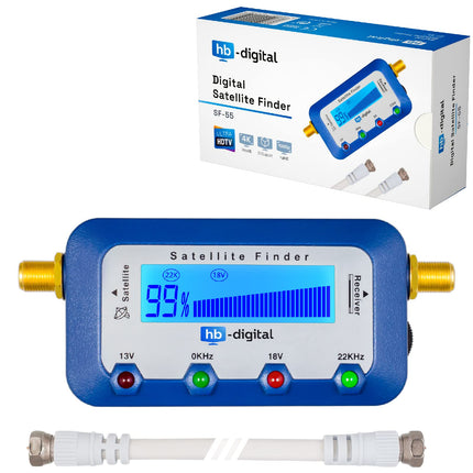 hb-digital SATFINDER with digital LCD display and audio signal + F-connection cable + German instructions Sat-Finder