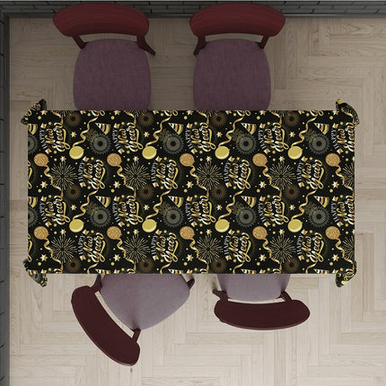FIESTAS GUIRCA | Head uut aastat laudlina must ja kuldne (137x274 cm) - Lauakaunistus uusaasta pidudeks - Ideaalne pidustusteks ja pidustusteks - Must, Kuldne