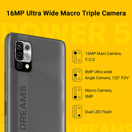 UMIDIGI nutitelefon ilma lepinguta, 3GB+64GB mobiiltelefon soodne, 6150mAh aku, mobiiltelefon ilma lepinguta, 6,53" HD+ ekraan, kaheksatuumaline, 16MP+8MP, 3 kaardipesa, kahe SIM-kaardiga 4G mobiiltelefon/OTG (must)