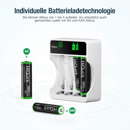 HiQuick universaalne akulaadija 8 AA patareiga, laadija NI-MH/NI-CD Mignon AA Micro AAA patareidele, HD LCD-ekraan, kiirlaadija laetavatele akudele