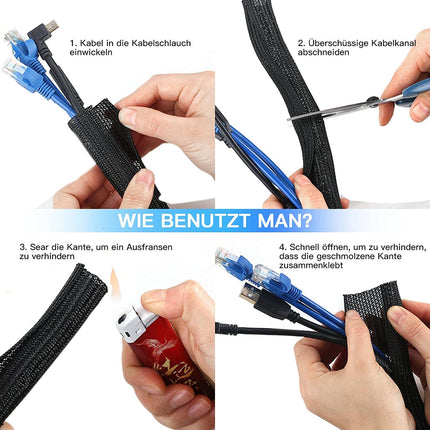 AGPTEK 25mm-3m Cable Sleeve, Self-Closing Cable Duct, Flexible Woven Cable Cover, Cable Management for Desk, TV, Computer, PC, Cable Protector for Dogs, Cats