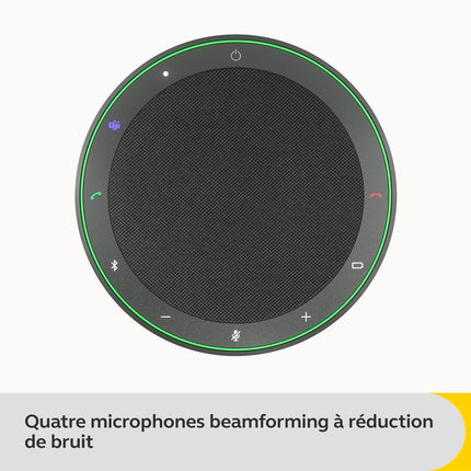 Jabra Speak2 75 wireless Bluetooth speakerphone, 4 noise-cancelling microphones, 65 mm wideband speaker, super wideband audio, MS Teams certified, dark grey