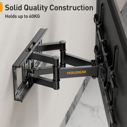 Perlegear pööratav ja kallutatav teleri seinakinnitus 37–84-tollistele lame- ja kumeratele teleritele, teleri kinnituse max. VESA 600x400 mm kuni 60 kg
