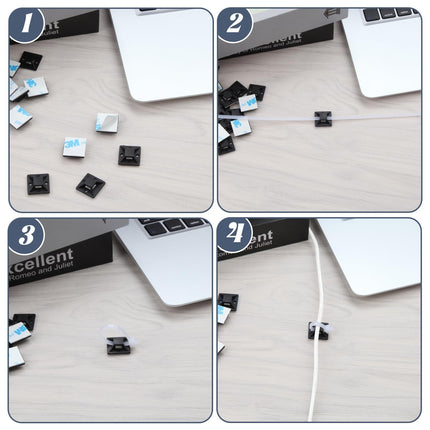 240-osaline isekleepuv alus kaablisidemetele 20 x 20 mm kaablikinnitus isekleepuv kaablisideme hoidik kleeppadjad kaablisideme hoidik kaabli kleepkinnitusklamber kleepklamber kinnitusalus (must)