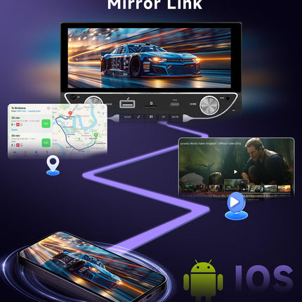 2G+64G Android autoraadio 2 DIN juhtmevaba Carplay, 6,86-tolline 2 DIN autoraadio HD puutetundliku ekraaniga ja Android Auto Mirror Link WiFi GPS navigatsiooniga FM/RDS/AUX/USB/EQ roolil juhtimisega tahavaatekaamera