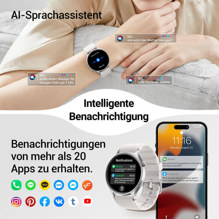 Meeste nutikell ümmargune telefonifunktsiooniga - 1,32-tolline AMOLED-ekraan, fitnesskell 110+ spordirežiimi ja 3ATM-iga, naiste ja meeste kellad iOS/Androidile, sammulugeja, pulsimõõtja/SpO2/unemonitoriga - hall