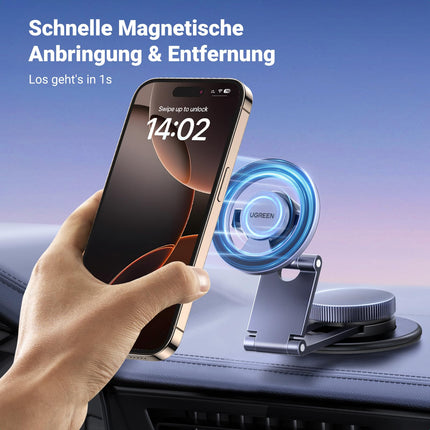 UGREEN MagSafe Car Mount Rotates 360°, Car Phone Holder Suitable for All Car Dashboards Compatible with iPhone 16 15 14 13 12 Pro Max Plus Mini, MagSafe Case