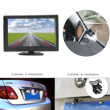 xinyida 12V-24V 12,7 cm (5 tolli) HD auto LCD-ekraan 4LED öise nägemisega veekindel auto tahavaatekaamera tagurdussüsteem autodele, maasturitele, kaubikutele, pikapidele ja veoautodele