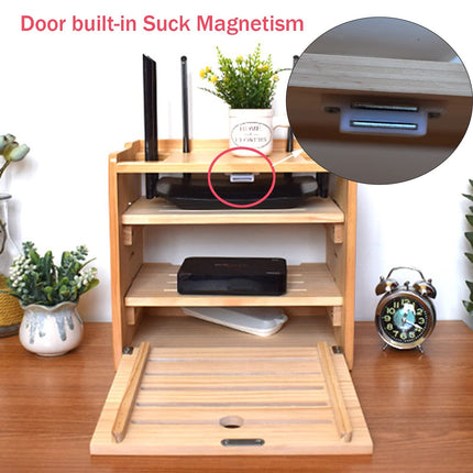 PPGE Home Router Cabinet, Wooden Decoration Box, WiFi Storage Box, Cable Hiding Boxes, Wall-mounted/Desktop Cable Box Wooden Box