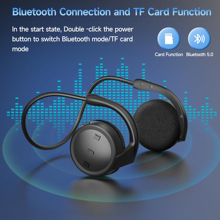 VOGHERB Bluetooth-kõrvaklapid, kõrvapealsed juhtmevabad spordikõrvaklapid TF-kaardi/kõne/stereomikrofoniga, kokkupandavad ja kaasaskantavad Bluetooth-peakomplektid, veekindlad higispordikõrvaklapid jooksuks ja treenimiseks