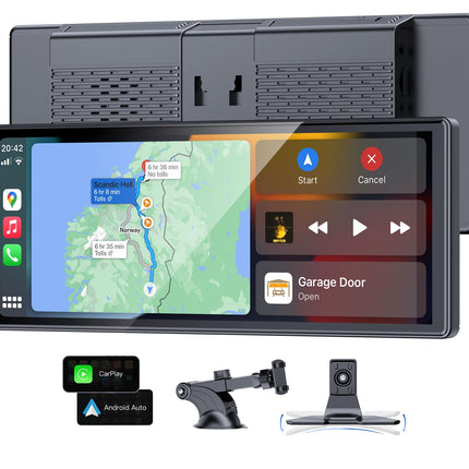 APHQUA 9.26" CarPlay display for Apple Car Play and Android Auto, supports steering wheel control, automatically adjusts screen brightness, Mirror Link, Bluetooth, voice control, GPS navigation, AUX/FM
