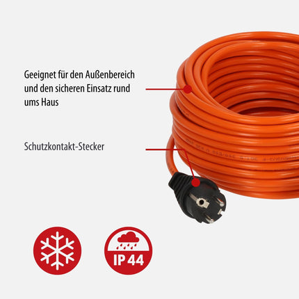 Brennenstuhl BREMAXX pikenduskaabel (20 m oranž kaabel, lühiajaliseks välistingimustes kasutamiseks IP44, toitekaabel, kasutatav temperatuuril kuni -35 °C ja UV-kindel, valmistatud Saksamaal)