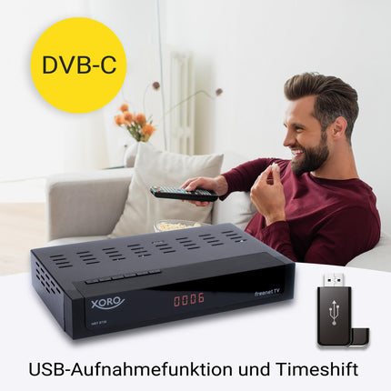 Xoro HRT 8730 DVB-C kaabelvastuvõtja USB 2.0 meediapleieriga, PVR-valmidusega, Timeshiftiga, sobib kõikidele kaabelvõrkudele, must
