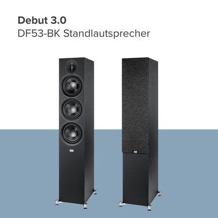 ELAC Debut F5.3 floorstanding loudspeaker – Ideal for music playback via your stereo system, also as part of a 5.1 surround system, legendary sound, elegant design – passive loudspeaker