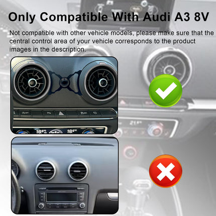 MICMXMO magnetiline telefonihoidik, mis ühildub Audi A3 8V (2014-2019) mudelitega, MagSafe Car Accessories'ile, sobib telefonihoidikule auto õhutusavasse, iPhone 16/15/14/13/12 nutitelefonidele, must