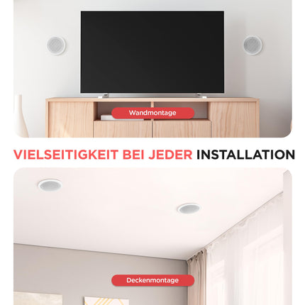 Pyle Ceiling Speaker, 150W Ceiling Speaker, Flat &amp; Round Wall Speaker, 13.3cm Ceiling Speaker, 2-Way Speaker, 80 Hz - 20 kHz Frequency Response, for Office, Kitchen, Living Room, Home Theater