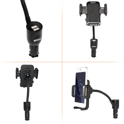 SOAIY 3-ühes universaalne autokinnitus laadijaga, kahe USB-pordiga sigaretisüütaja toiteallikaga, laadimisfunktsioon koos LED-auto aku indikaatoriga, 3.1A, 12/24V, ühildub nutitelefonide, iPhone'i, Samsungiga
