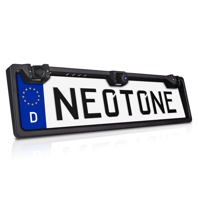 NEOTONE NTK-200P universal rear view camera in license plate holder with 2 parking sensors | 170° wide-angle lens | IP68 moisture protection | Highest quality |