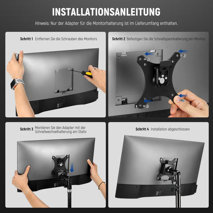 NEEWER monitori kinnitusadapter kiirkinnitusega VESA kinnitusega, 270° reguleeritav metallist 5/8" C-jalg, valgusti aluse adapter teleriekraanidele kuni 17-32", maksimaalne koormus 8 kg, MA010