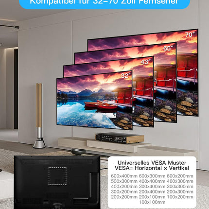 WHYFONE teleri seinakinnitus 650 mm pikkuse varrega. WHYFONE teleri seinale kinnitatav pöörlev kronstein, täisliikumisega, kallutatav ja pööratav nurgahoidik 32–70-tollistele lame- ja kumeratele teleritele, kuni 35 kg, VESA 600x400 mm.