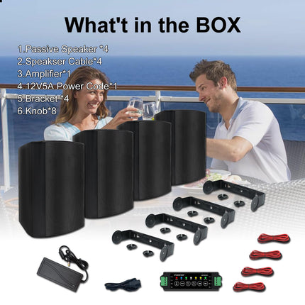STUDIOFINIX 5,25-tolline 600-vatine veekindel õuekõlar, Bluetooth-ühilduv, aeda, terrassile, verandale, restorani, koju (4 kõlarit)