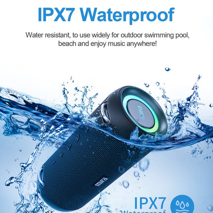 MIFA A90 Bluetooth Speaker 60W Wireless IPX7 Waterproof RGB LED Light 30 Hours Battery, USB/Micro SD Card/AUX-in Playback True Wireless Stereo with Protective Case/Portable Strap