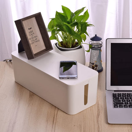 ASelected Set of 3 Cable Boxes Large, Medium and Small Cables White Hide Box for Cables, Cable Organizer Box White Cable Hide Box with 3 x 1m Cable Ties and 20 x 3M Double-Sided Stickers