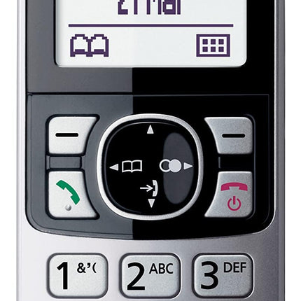 Panasonic KX-TGA685 telefonitoru (ainult lisatelefonitoru, automaatne kõneblokeerimine, käed-vabad funktsioon, häirimisrežiim, erinevad helinad, päevakava, lapsemonitor) must - hõbedane
