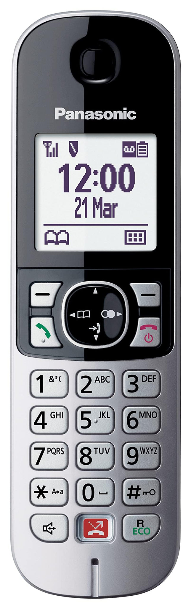 Panasonic KX-TGA685 telefonitoru (ainult lisatelefonitoru, automaatne kõneblokeerimine, käed-vabad funktsioon, häirimisrežiim, erinevad helinad, päevakava, lapsemonitor) must - hõbedane