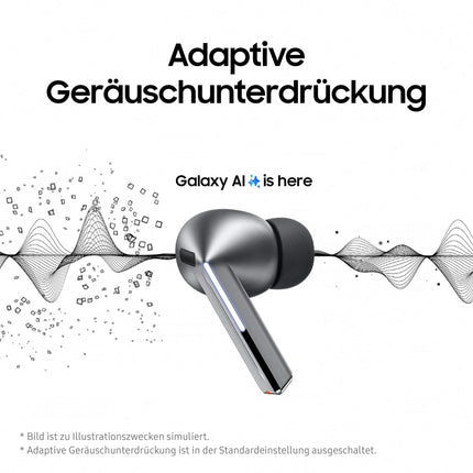 Samsung Galaxy Buds3 Pro juhtmevabad Bluetooth-kõrvaklapid, aktiivne mürasummutus (ANC), adaptiivne mürasummutus, 360° heli, kõrvasisesed kõrvaklapid Hi-Fi heliga, valged, kaasas Anymode läbipaistev kate