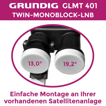 [Test VÄGA HEA, hinne 1.2 *] GSS GRUNDIG Monoblock Twin LNB Astra Hotbird 2 osaleja ja 2 satelliidi jaoks, 2x HD 4K LNC otseühenduseks (teler, satelliitvastuvõtja) LMB satelliitantenni jaoks