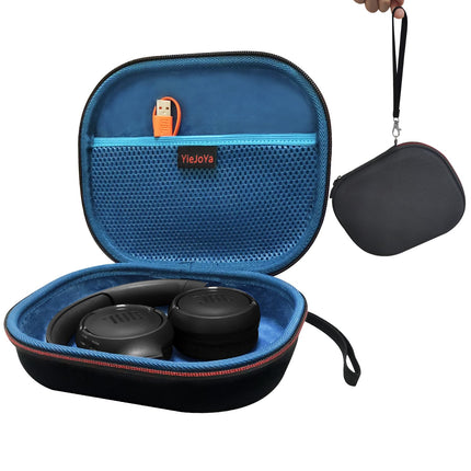 Headphone Case for JBL Tune 510BT/JBL Tune 520BT/500 for Sony WH-CH520, Eva Hard Case for JBL Tune 760 NC/JBL Tune500BT On-Ear Wireless Foldable Bluetooth Headphones (Black) Blue inside
