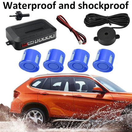 MOCNT Car Parking Aid 4 Rear Sensors Reversing Aid Vehicle Reversing Alarm Parking System Parking Sensors Reversing Parking Aid Reversing Radar System Buzzer Alarm Warning Blue
