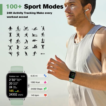 Nutikell Fitness Tracker Fitness pulsimõõtjaga, SmartWatch IP68 veekindel Fitness Watch Täispuutetundliku ekraaniga muusika juhtimise funktsiooniga Unemonitoriga kellad naistele, meestele ja lastele