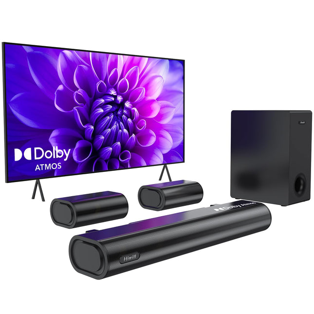 Hiwill 5.1-kanaliline Dolby Atmosiga teleritele mõeldud heliriba, ruumilise heli süsteem teleritele, 5,25-tollised subwooferiga teleri heliribad, selge hääl, Bluetooth-heliribad, tippvõimsus 380 W