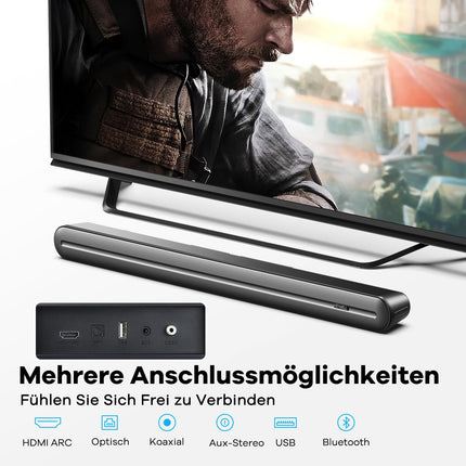 Heymell 150W 2.1-kanaliline teleri heliriba integreeritud subwooferiga, 91 cm Clear Voice'i ruumilise heli süsteem, heliriba Bluetooth HDMI ARC optiline AUX. Komplektis HDMI-kaabel