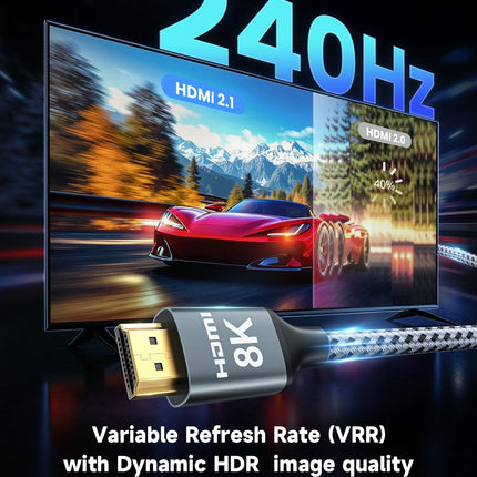 ARISKEEN 8K HDMI 2.1 kaabel 10M, 48Gbps kiire nailonist punutud HDMI-kaabel, toetab 8K@60Hz, 4K@120Hz, ühildub PS5/4 teleri, monitori, Blu-ray heliriba, DVD sülearvutiga