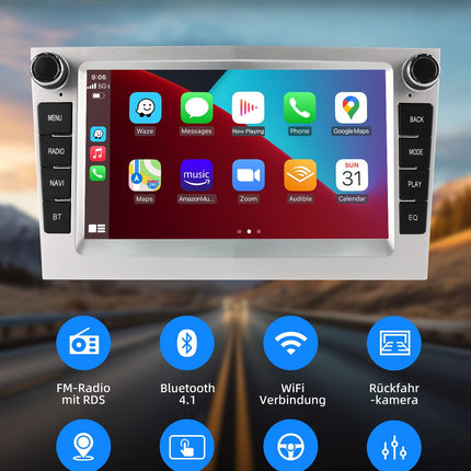 ESSGOO 1+32G juhtmevaba Carplay ja Android Auto autoraadio Vauxhalli, Opel Corsa C/D, Zafira B, Astra H, Zafira B, Meriva, Vivaro, Signum Combo jaoks, 7-tollise puutetundliku ekraaniga Bluetooth, FM, RDS, GPS, WiFi, hõbedane