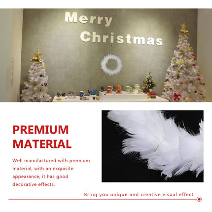 Uonlytech White Feather Garland. White Feather Wreath Christmas Wreath for Front Door Feather Wreath with LED Lights for Indoor Outdoor Halloween Party Decorations Christmas Wreath with Lights