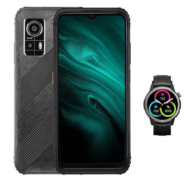 AGM H6 Üliõhuke lepinguta õuemobiiltelefon, vastupidav Androidi nutitelefon 6,56" IPS HD+, 4 GB + 128 GB 50 MP + 2 MP kaameraga, 4G kahe SIM-kaardiga IP68 / sõrmejälje ID/NFC/GPS/3 kaardipesa