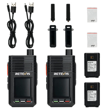 Retevis RB20 võrguühendusega kahesuunaline raadiosaatja, 4G piiramatu levialaga raadiosaatja, 4000mAh mini pika levialaga pihuarvuti GPS-iga, meeskonnale, veoautojuhile (must, 2 tk pakis)