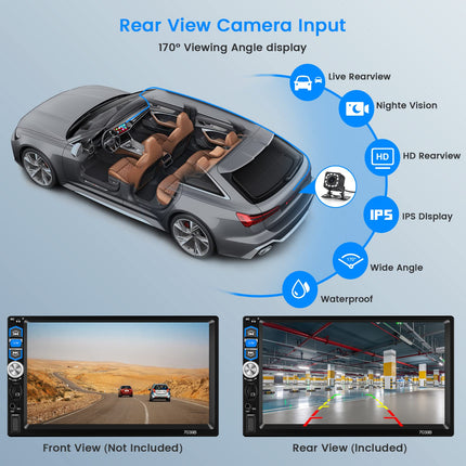 Hikity autoraadio juhtmevaba CarPlay Android Auto 1 DIN raadio ekraaniga 7-tolline puutetundlik ekraan autoraadio Bluetooth Handsfree FM USB AUX TF tahavaatekaamera