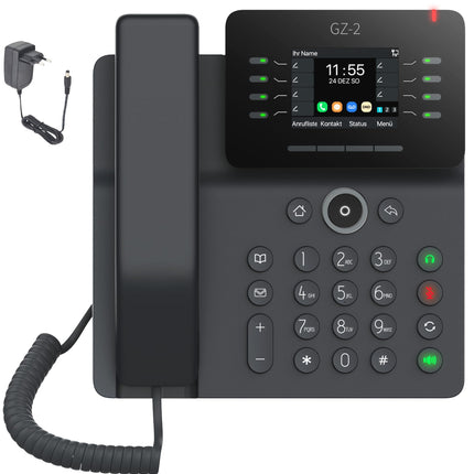 GEQUDIO IP-telefon GZ-2 toiteplokiga - Fritzboxi ja Telekomiga ühilduv - Käed-vabad seadmed ja värviline ekraan - Juhised FritzBoxi, Sipgate'i, Telekomi digiteerimisboksi ja easybelli (ilma WLAN-ita) jaoks