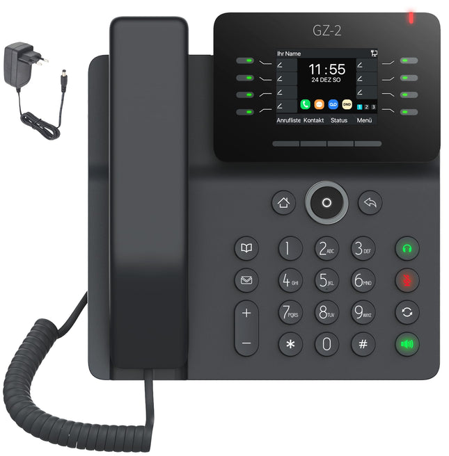 GEQUDIO IP-telefon GZ-2 toiteplokiga - Fritzboxi ja Telekomiga ühilduv - Käed-vabad seadmed ja värviline ekraan - Juhised FritzBoxi, Sipgate'i, Telekomi digiteerimisboksi ja easybelli (ilma WLAN-ita) jaoks